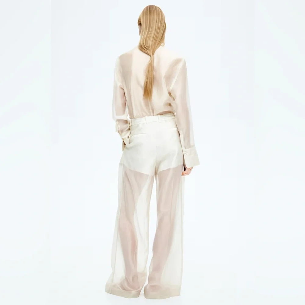 H&M EDITION WIDE-LEG SHEER PANTS - Picture 5 of 14